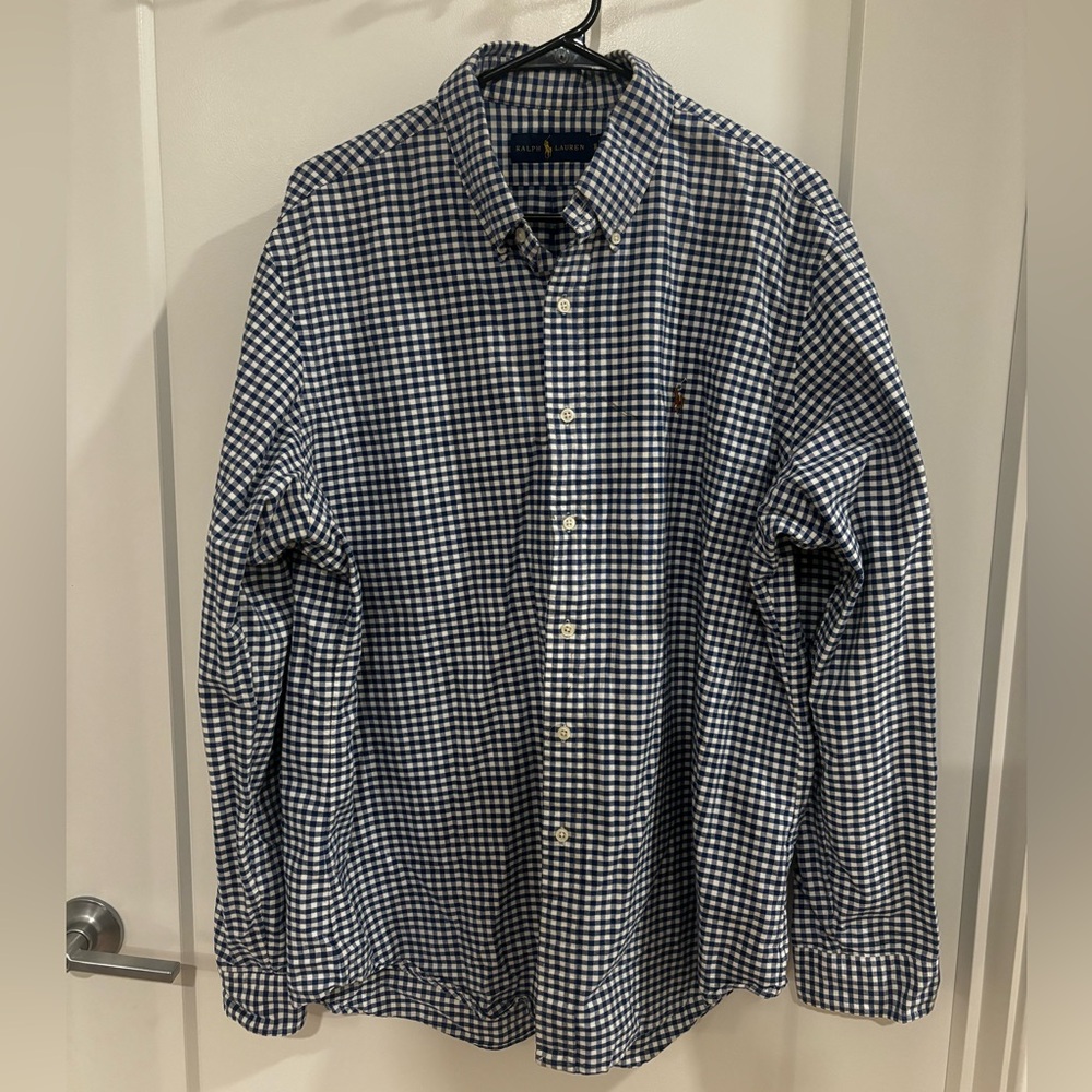 Ralph Lauren blue & white button down size XL heavy duty